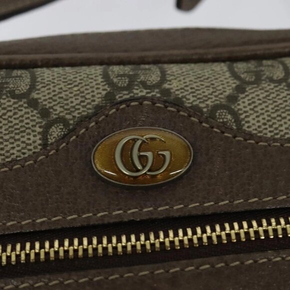 GUCCI GG Supreme Web Sherry Line Shoulder Bag PVC Brown Gold Auth - Picture 10 of 16